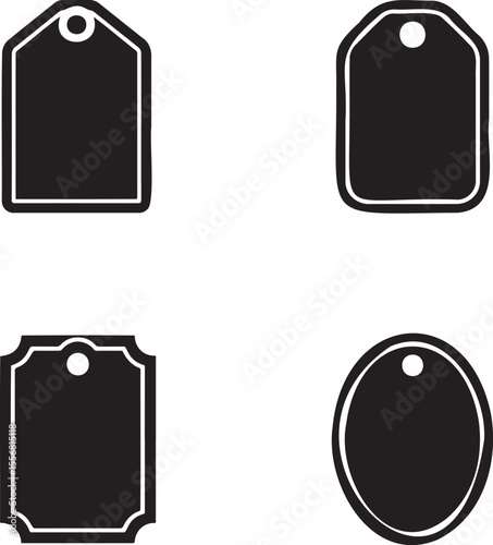 Price Tag silhouette set vector illustration isolated On Transparent Background