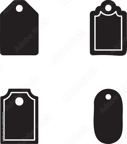 Price Tag silhouette set vector illustration isolated On Transparent Background