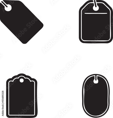 Price Tag silhouette set vector illustration isolated On Transparent Background
