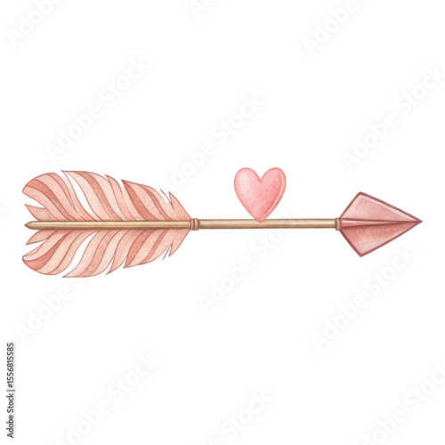 Pink Arrow with Heart Element for Romantic and Love Themed Designs and Illustrations