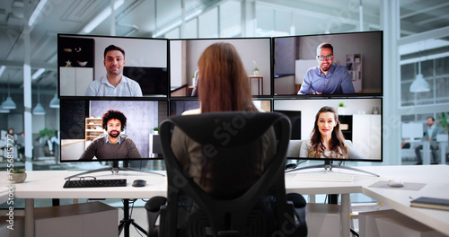Virtual Online Solutions Conference: Young Woman Holds Video Interview