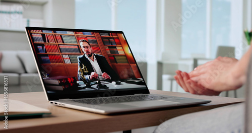 Virtual Legal Consultation: Woman Lawyer Attending Videoconference