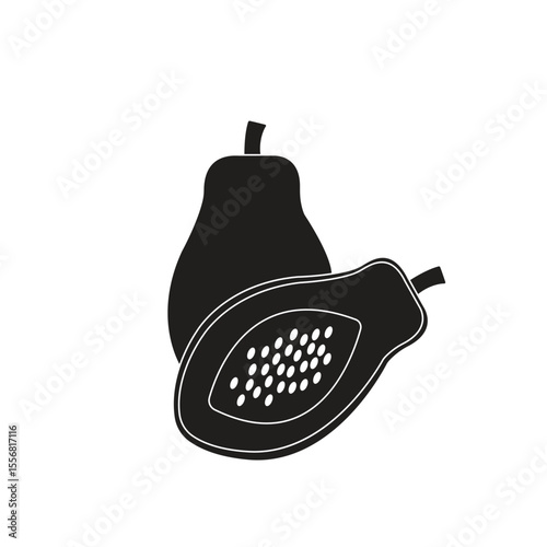 papaya silhoutte vector art design illustration