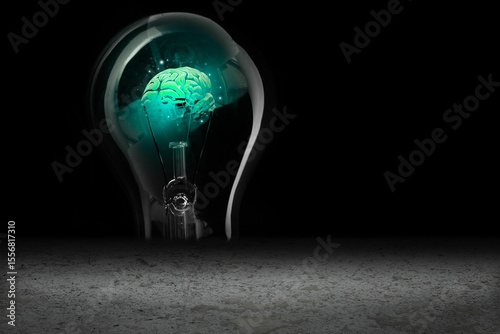 Konstfotografi Glowing brain in light bulb