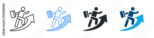 Career Growth Icon Set Multiple Style. Designed In Outline, Blue, Glyph, Dual Tone