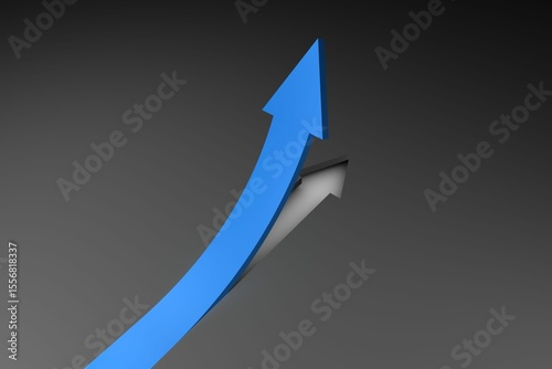 Blue arrow pointing up from grey surface