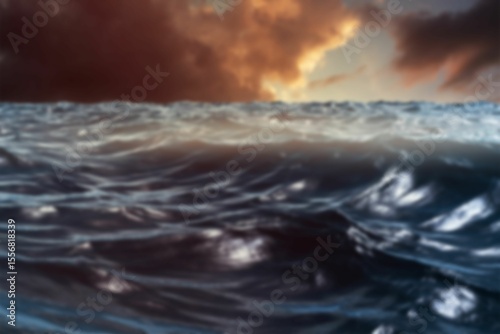 Surface level of sea during sunset