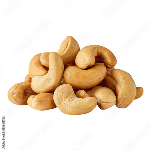 Fresh and Delicious Cashew Nuts Piled Beautifully on a White Background