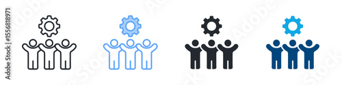 Company Culture Icon Set Multiple Style. Designed In Outline, Blue, Glyph, Dual Tone