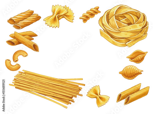 Vector watercolor pasta / 水彩テイストのパスタイラスト
