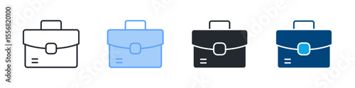 Portfolio Icon Set Multiple Style. Designed In Outline, Blue, Glyph, Dual Tone