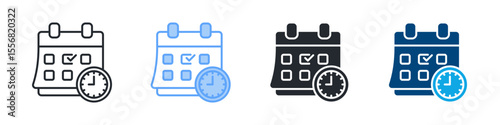 Work Schedule Icon Set Multiple Style. Designed In Outline, Blue, Glyph, Dual Tone