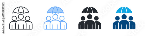 Employee Insurance Icon Set Multiple Style. Designed In Outline, Blue, Glyph, Dual Tone
