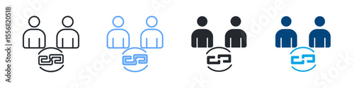 Relation Icon Set Multiple Style. Designed In Outline, Blue, Glyph, Dual Tone