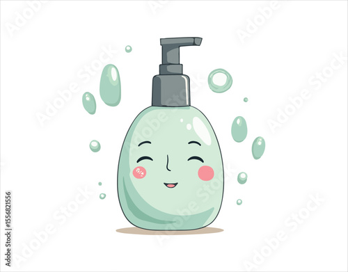illustration of a cartoon balancing face toner. it does cleansing, purifying, calming, nourishing, exfoliating, and brightening. isolated symbol vector illustration