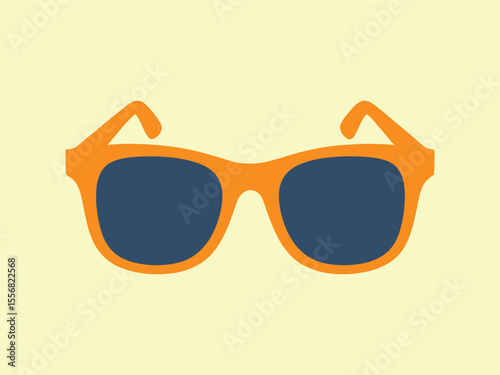 Simple Flat Bright Orange Sunglasses Design Graphic Element Illustration