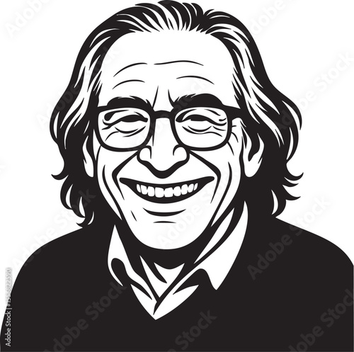 silhouette of a smiling face old man 