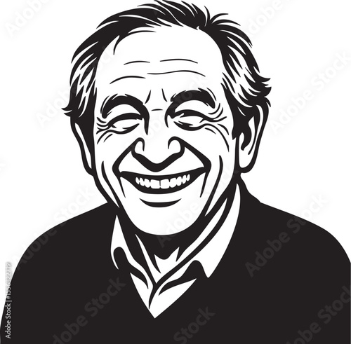 silhouette of a smiling face old man 
