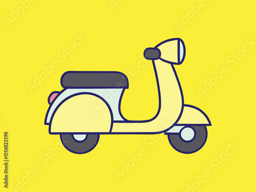 Simple Flat Illustration of a Cute and Stylized Scooter Vehicle