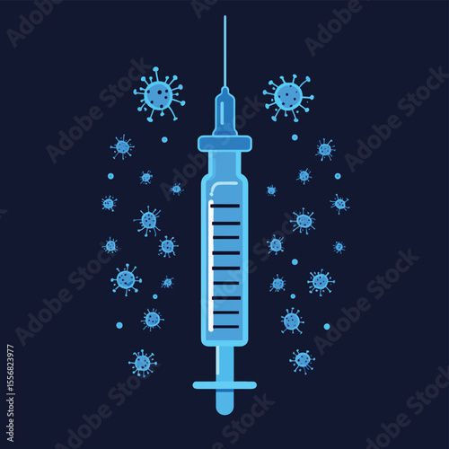 Isolated syringe vaccines virus blue logo icon - Vector, vector style simple color