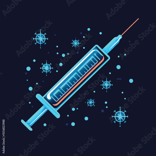Isolated syringe vaccines virus blue logo icon - Vector, vector style simple color