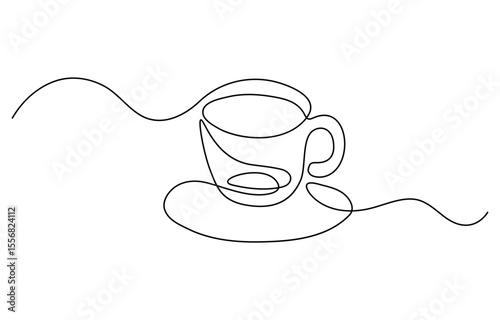 Coffee cup continuous line sketch tea icon cafe sketch drink single art outline mug logo food. Doodle cup line abstract background breakfast steam morning coffee design symbol. Vector illustration