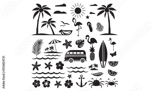 A tropical beach and surf themed vector