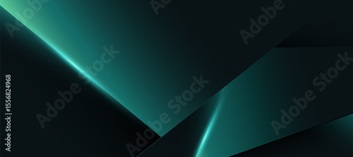 Modern abstract luxury banner, abstract green and black polygon elegant background vector for branding presentation or product ads bg