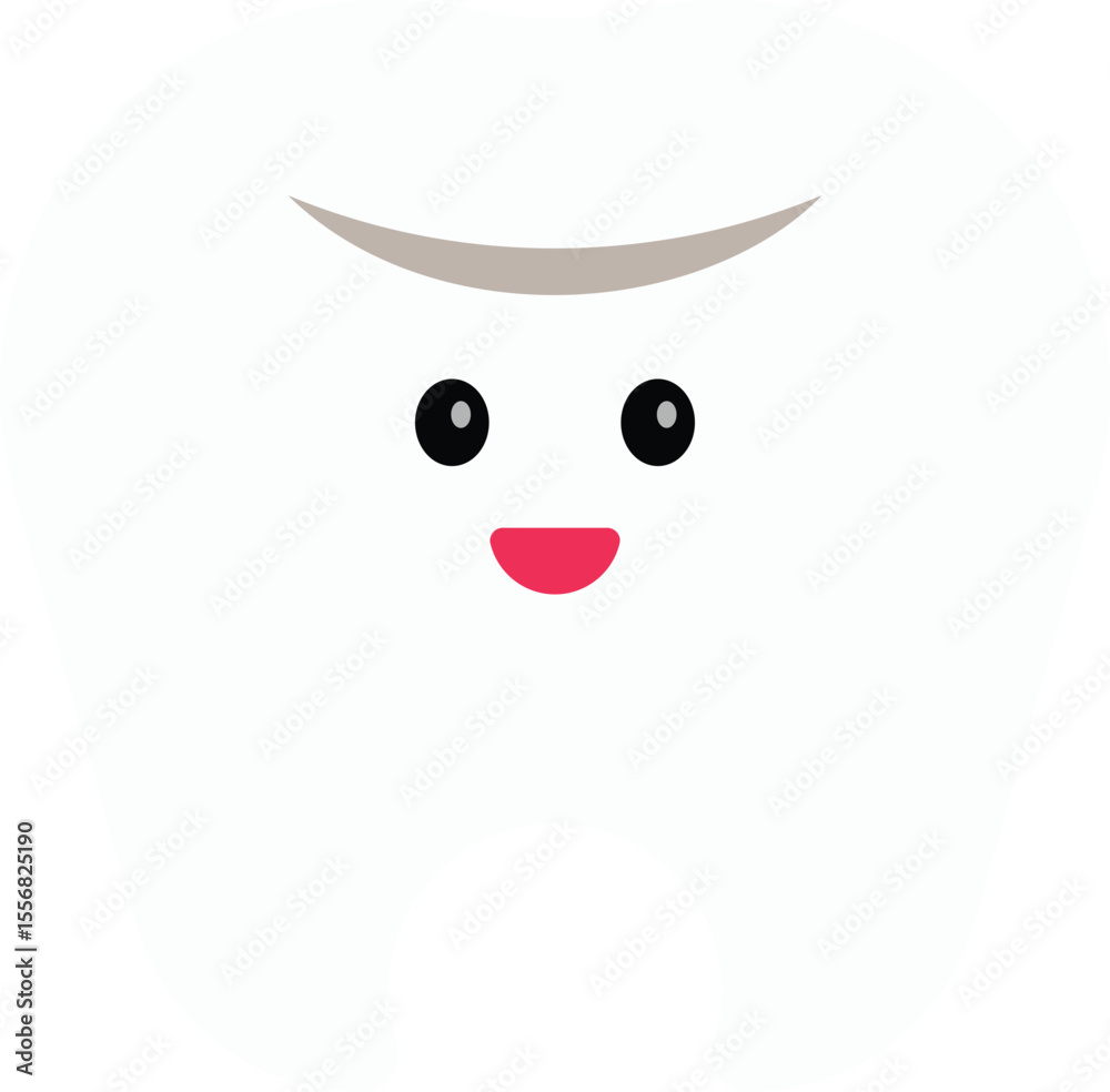 Obraz premium A cute cartoon tooth character illustration with a smiling face. Ideal for dental care graphics, kids' oral hygiene education, medical infographics, or dental clinic branding.