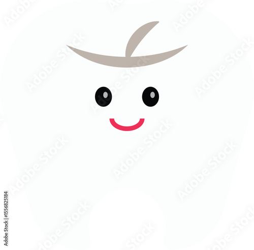 A cute cartoon tooth character illustration with a smiling face. Ideal for dental care graphics, kids' oral hygiene education, medical infographics, or dental clinic branding.