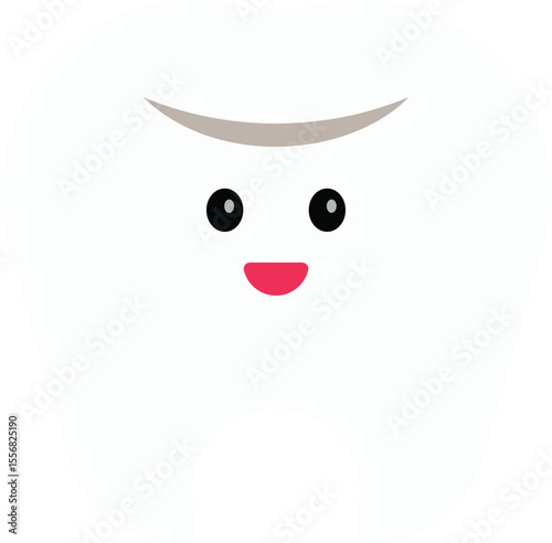 A cute cartoon tooth character illustration with a smiling face. Ideal for dental care graphics, kids' oral hygiene education, medical infographics, or dental clinic branding.