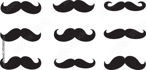 Mustache icon set, mustache silhouette set, mustache silhouettes isolated on white background