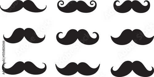 Set of mustache silhouette, Mustache icon collection, mustache collection silhouette vector different mustache