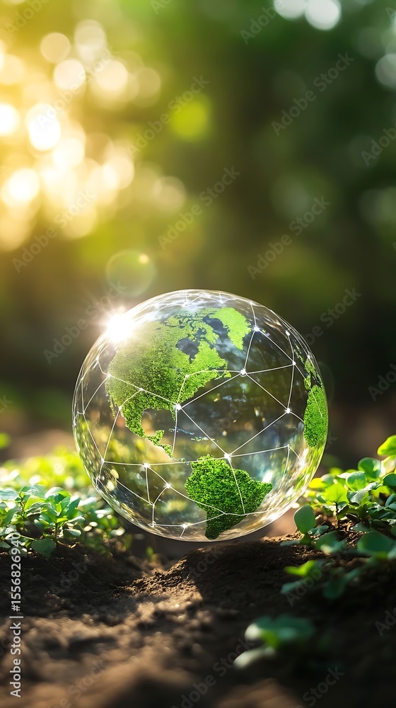 Glass Earth with Green Nature, and Sunlight. Glass Earth with Green Nature, and Sunlight.