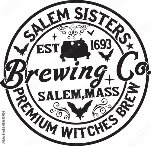 Salem sisters premium witches brew Halloween Quote Vintage T Shirt Design