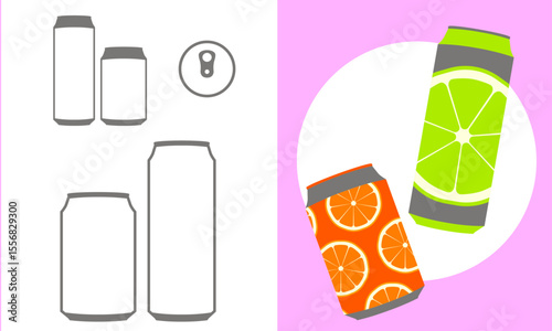Soda cans and beverage containers - flat vector set