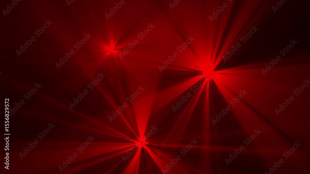 Realistic three red light lens flare on black background. Beautiful shimmering glare light effect.
