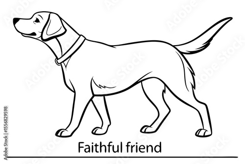 Faithful Friend – Dog Outline Clipart

