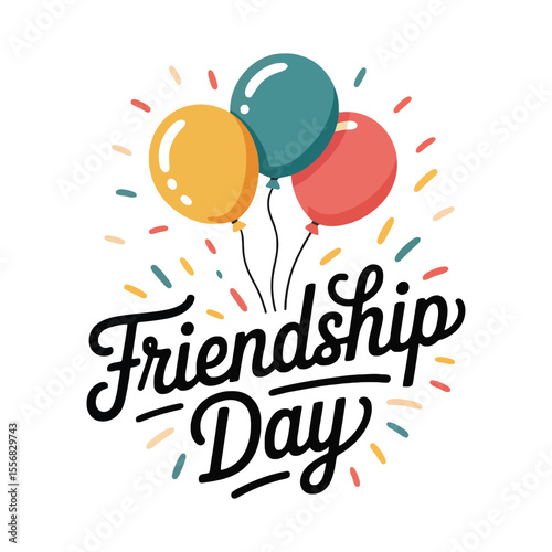 Festive balloons and friendship day lettering celebration