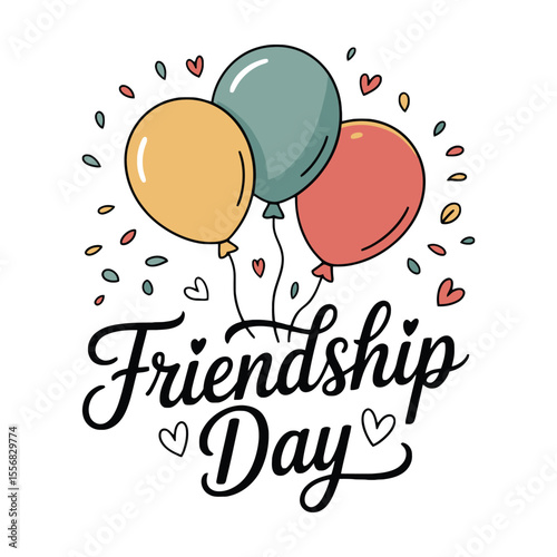 Colorful Balloons Celebrating Friendship Day with Hearts