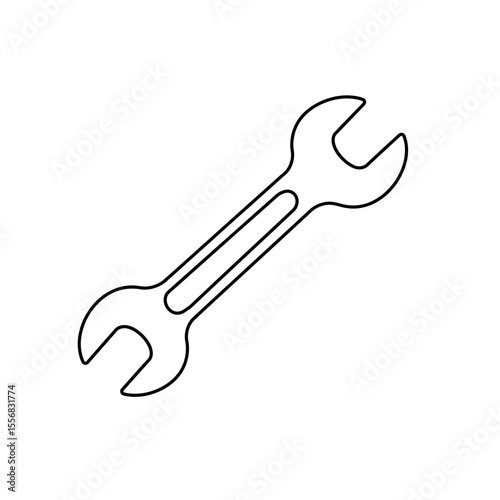 A simple line drawing of a double open-ended wrench tool, isolated on a white background.