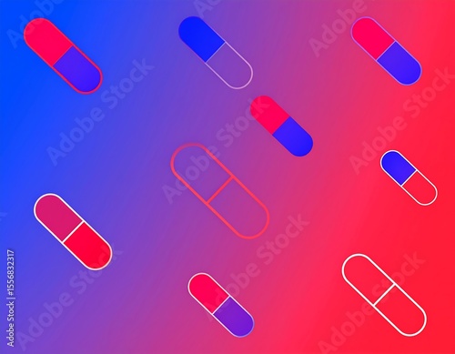 Colorful pills on a gradient background