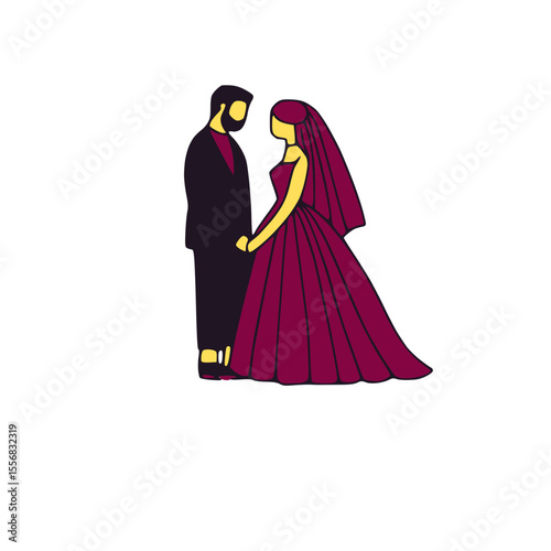 Marriage icon representing union of two people. suitable for wedding , love, and cultural ceremony design.