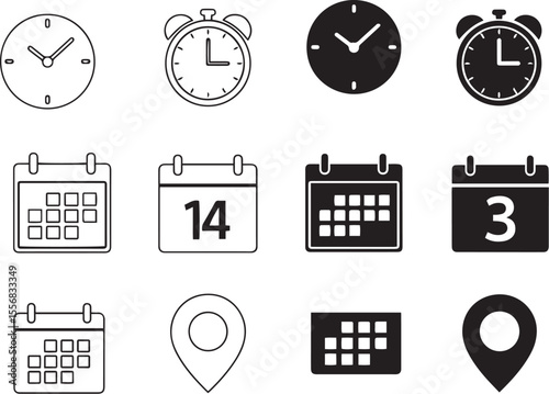 Time, Date, and Location Web Icon Collection