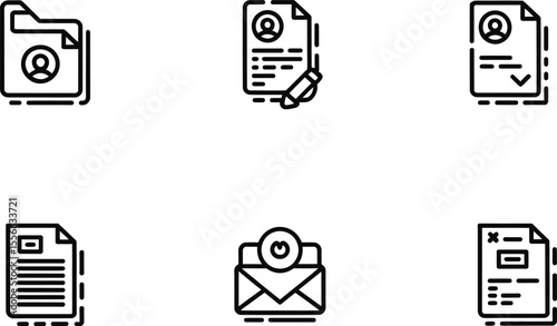 Black Line Icons Documents Profile Email Rejected Approved