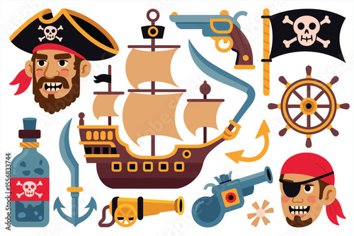 Pirate Collection Flat Icons Set