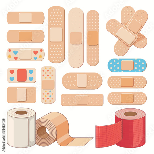 Assorted Band-Aids and Adhesive Tapes