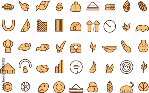 50 Line Icons – Animal Feed, Fodder & Farm Elements