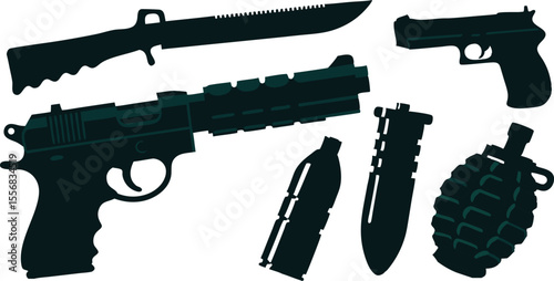 Military Weapons Set with Grenade and Knife