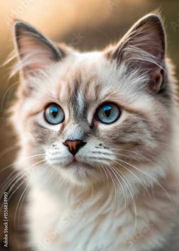 Portrait of a beautiful gray striped cat close up
